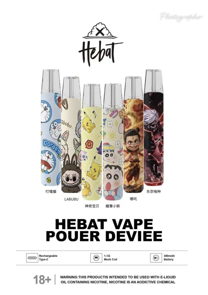 【HEBAT 喜貝卡通聯名一代通用主機】拉布布 LABUBU・蠟筆小新・哪吒・叮噹貓・皮卡丘・東京風格設計電子煙菸桿，通用SP2S，哩亞，魅嗨，Lana 等一代煙彈